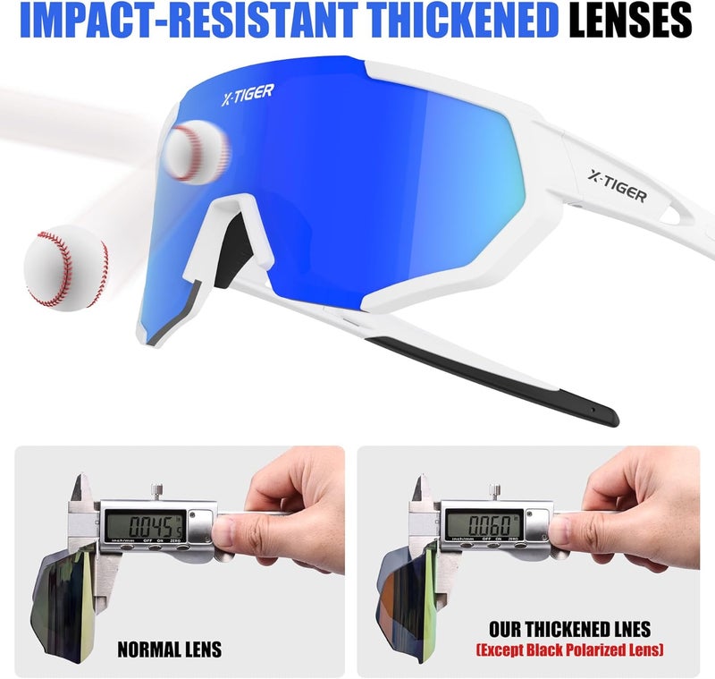 Xtiger Polarized Sports Sunglasses with 5 Interchangeable Lenses,Mens Womens Cycling Bike Glasses,Baseball Running Fishing - Image 4